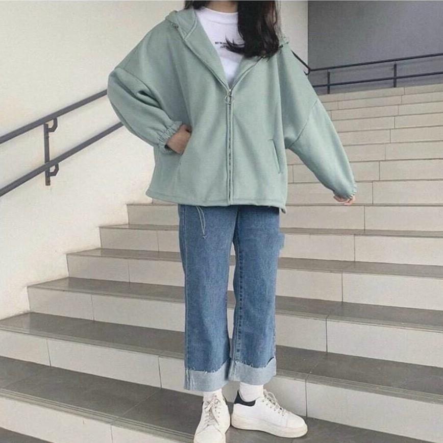  Áo Khoác Nỉ Nam Nữ Form Rộng Unisex KÉO TRÒN BASIC Phong Cách Ulzzang AK49 TD Fashion