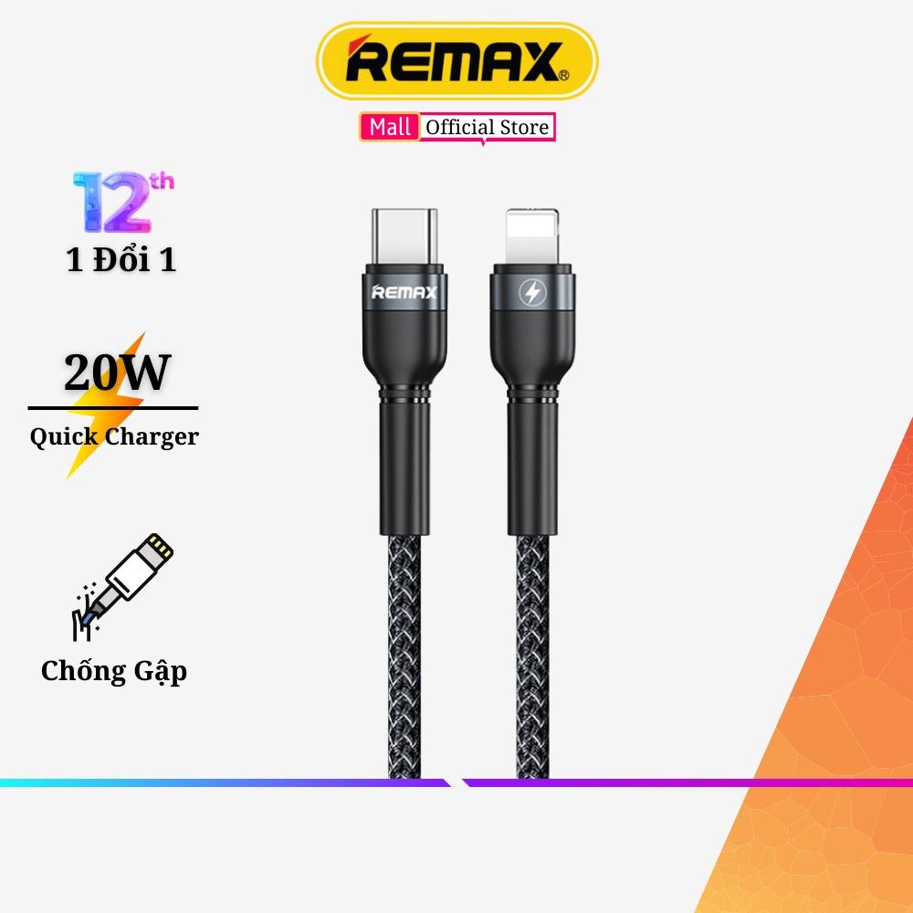 Dây sạc chính hãng Remax Type C to Lighning Remax RC-171cl cáp sạc nhanh 20w cho 14 pro max trở xuống - Hàng Chính Hãng Remax