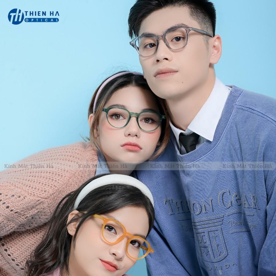 Gọng kính tròn nam nữ THIÊN HÀ OPTICAL chất liệu Acetate cao cấp lõi thép ôm mặt dáng lạ hợp độ cận cao COSMOS CM2102