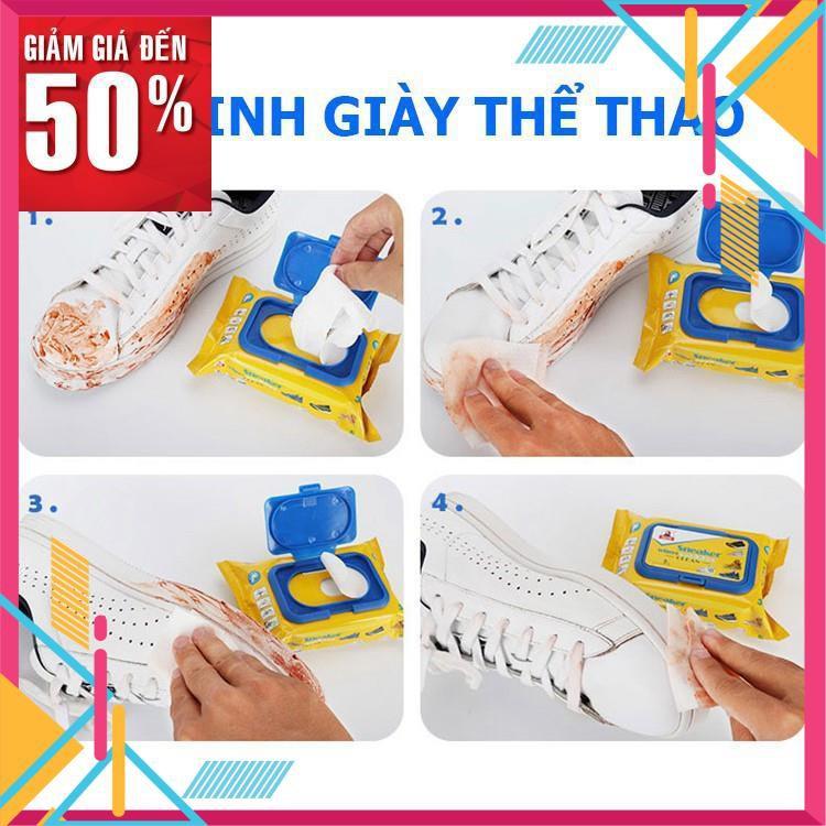 Khăn giấy ướt lau giầy thần thánh đa năng chuyên dụng giày thể thao dép sneaker đồ da tiện lợi hộp 30 tờ