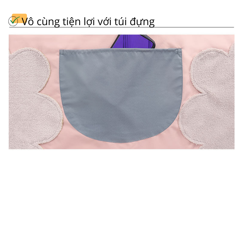 Tạp dề họa tiết thỏ xinh chống thấm nước, có tay lau tay tiện dụng