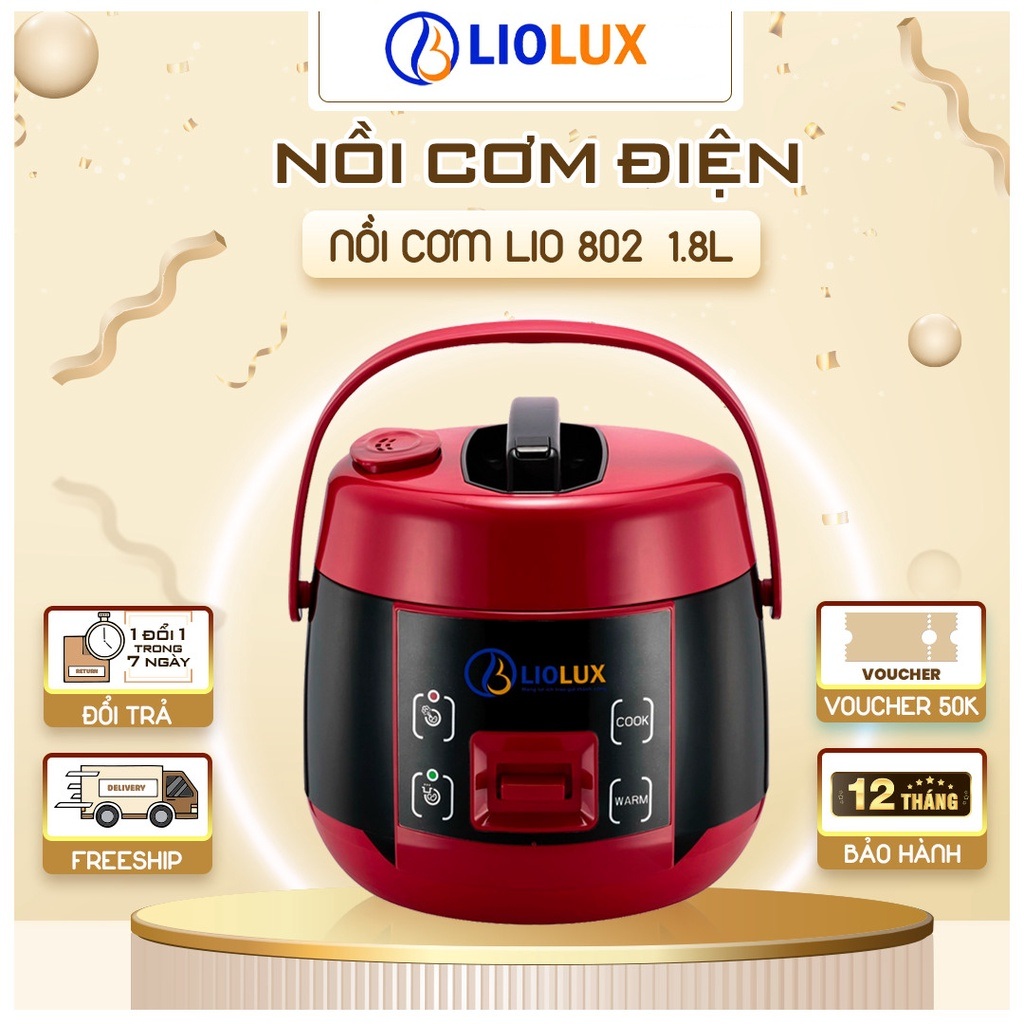 Nồi cơm điện quai xách 1.8L Liolux LIO-802 - Siêu Bền - Hàng Chính Hãng