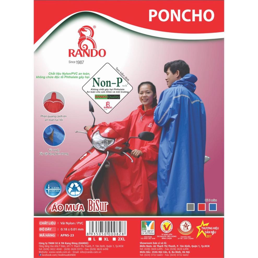Áo Mưa Trùm Đầu 1 Người Bít Vải Dù Không Thấm Nước Có Phản Quang Cao Cấp Thời Trang Chính Hãng RANDO SỈ BISUR