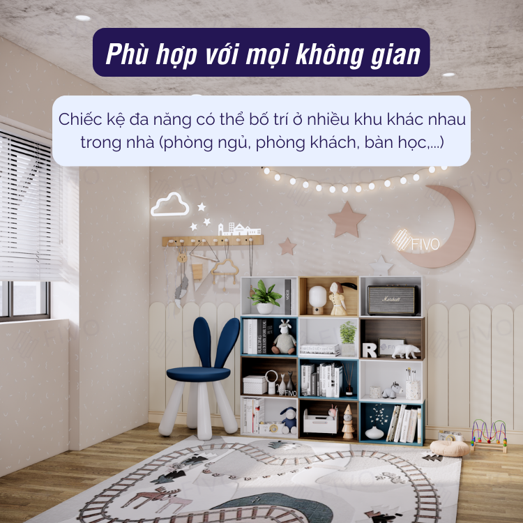 Tủ Kệ Sách Đa Năng FIVO FB03, Thiết Kế Chắc Chắn Có Tấm Lưng, Phù Hợp Mọi Không Gian, Dễ Dàng Lắp Ráp, Decor Linh Hoạt