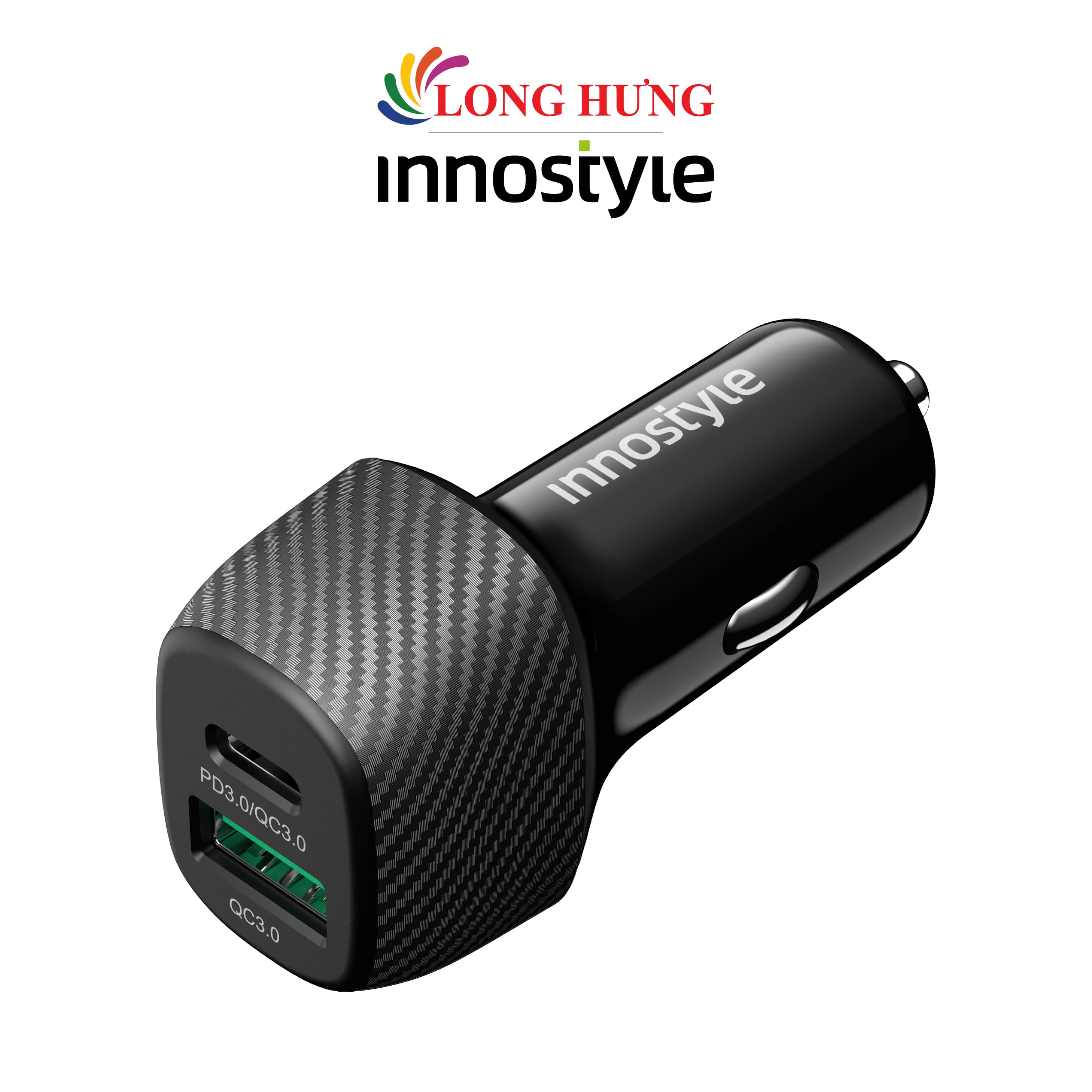 Hình ảnh Cốc sạc xe hơi Innostyle PowerOn Speed 1Type-C PD 20W 1USB-A QC 3.0 18W IC38-2PDBLK - Hàng chính hãng