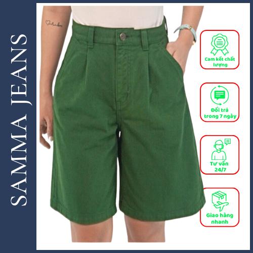 Quần short nữ ngang đùi S06, Quần SOOC khaki nữ cao cấp , Vải Dày dặn giữ form  - thương hiệu Samma Jeans - Xanh lá