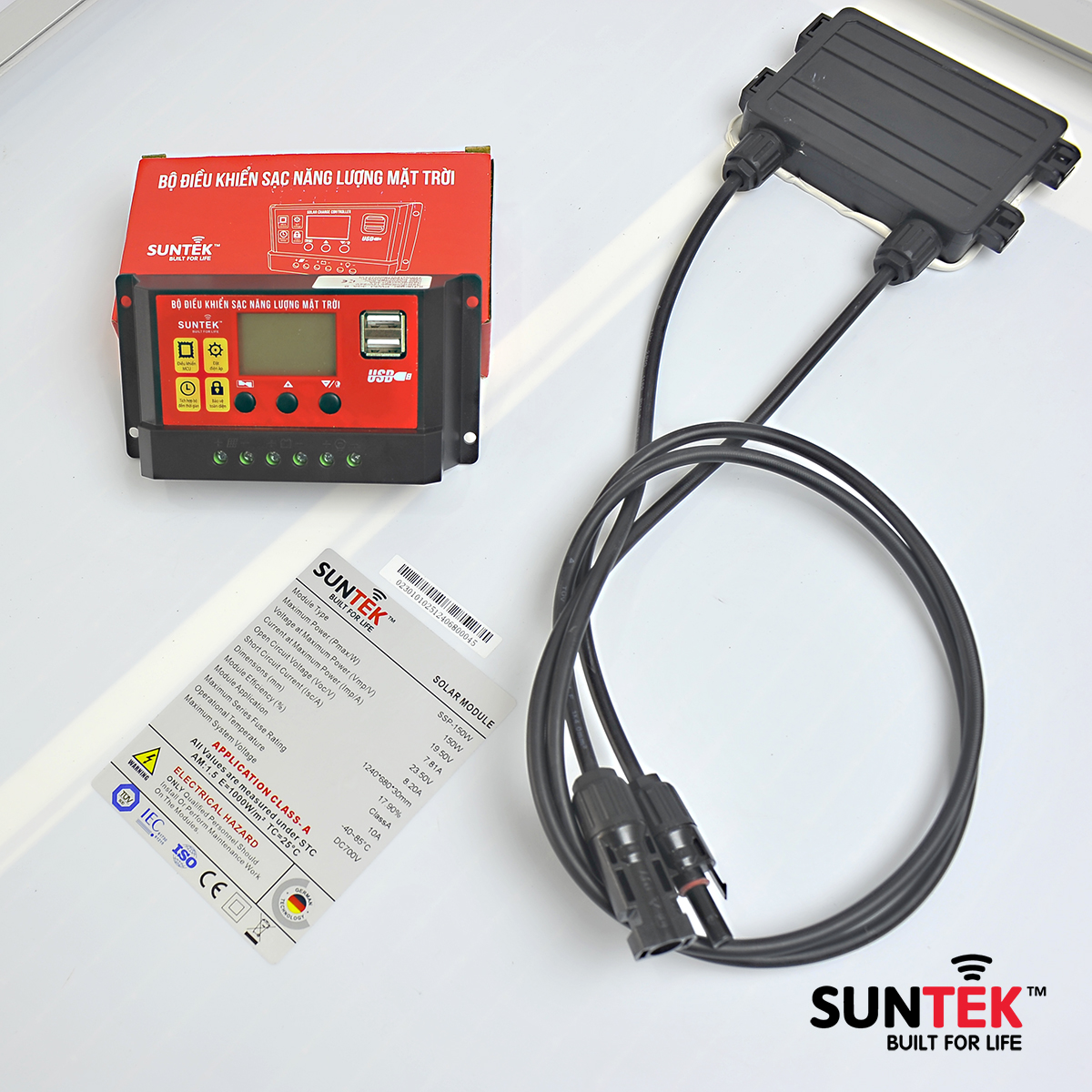 COMBO Bộ Sạc Acquy Pin Bằng Năng Lượng Mặt Trời SUNTEK SA150W/30A - Hàng Chính Hãng - Bảo hành 12 năm Tấm Pin