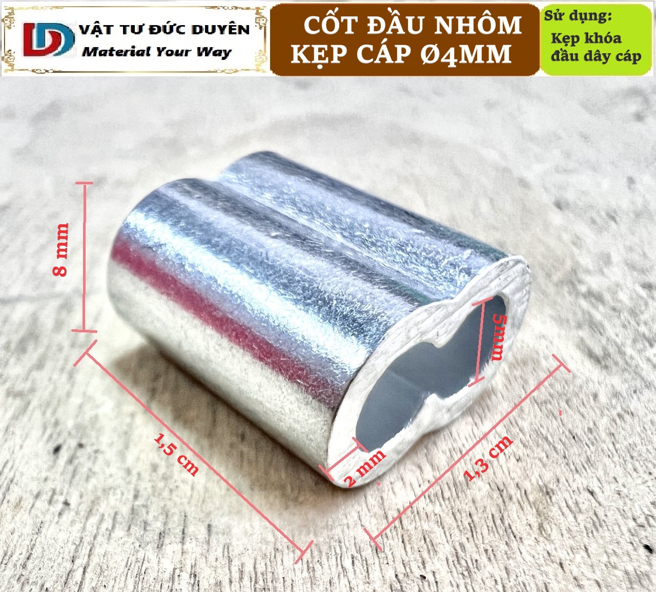 Đầu nhôm, cốt nhôm khóa dây cáp kẹp đầu cáp Ø