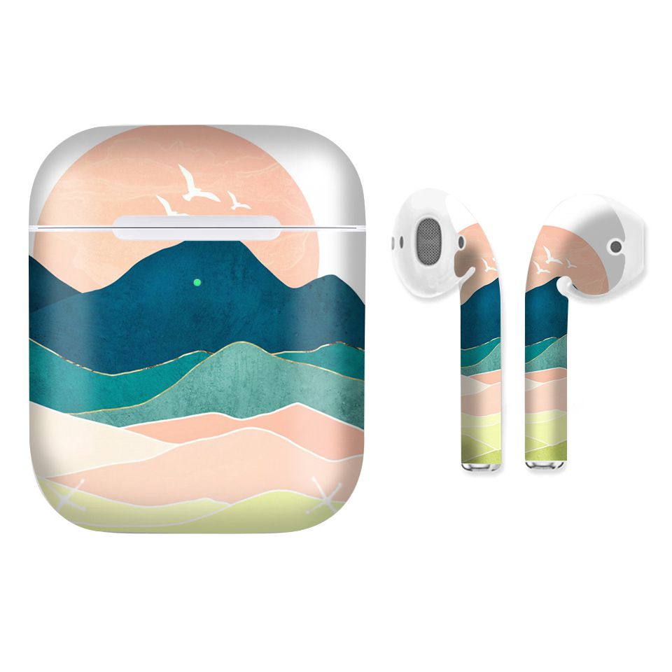 Miếng dán skin chống bẩn cho tai nghe AirPods in hình giả sơn mài - GSM116 (bản không dây 1 và 2)