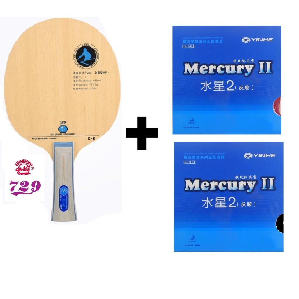 Combo vợt bóng bàn gồm cốt vợt 729 C-2 và hai mặt vợt YINHE MERCURY 2