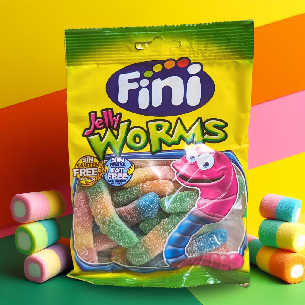 Kẹo dẻo Fini Jelly Worms Sâu chua 90g Vị Trái Cây