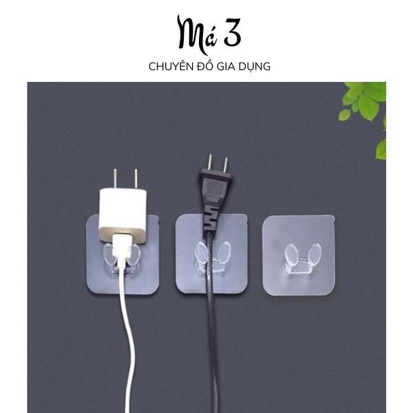 Combo 5 móc treo phích cắm điện, móc giữ dây điện, kẹp dây điện dán tường cường lực trong suốt