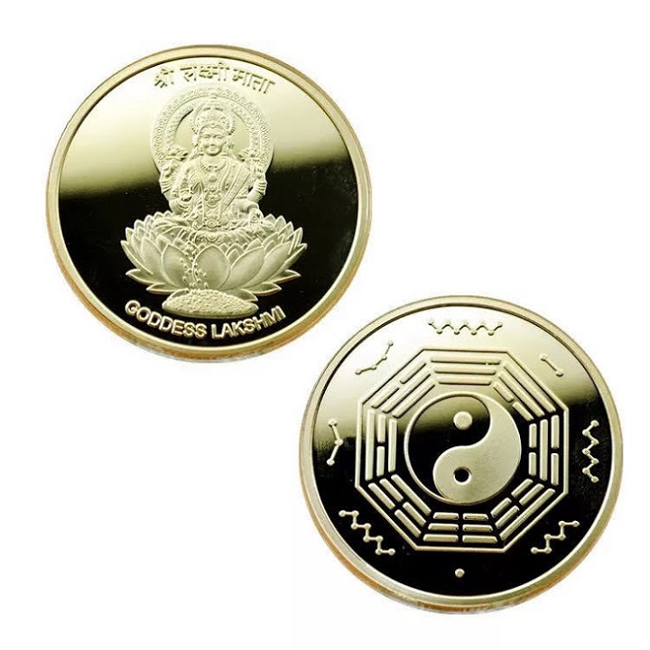Xu Quan Âm Bát Quái Âm Dương, xu phong thủy bảo vệ bình an, cầu may mắn, dùng mang theo trong túi, xỏ lỗ đeo dây, treo trong nhà, trên xe - SP002466