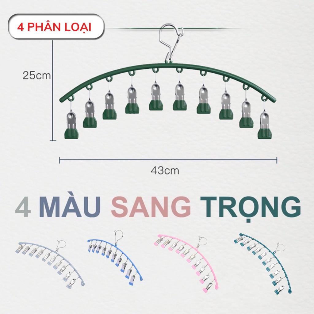 Móc phơi đồ lót, tất vớ đa năng bọc sơn tĩnh điện - Móc treo đồ lót có khoá chống trơn chống trượt, 10 kẹp ghim giữ đồ