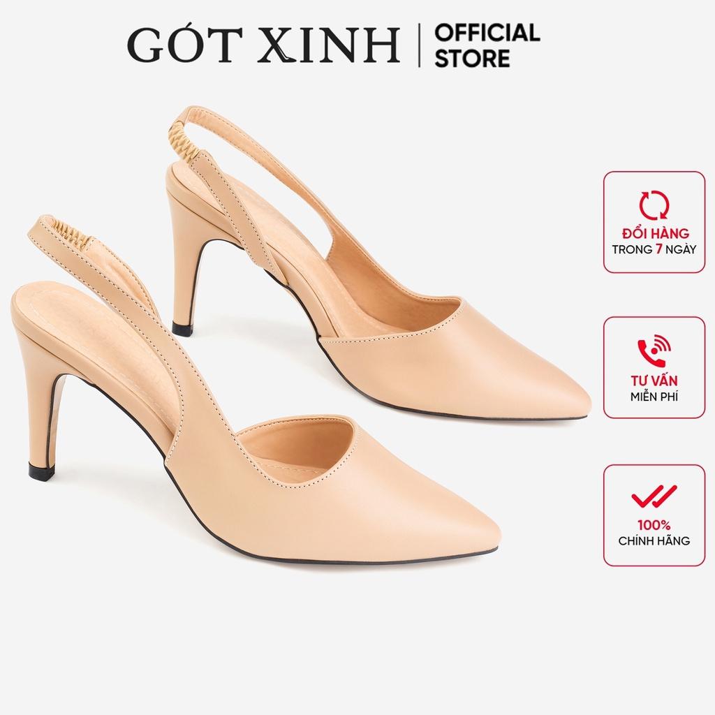 Giày cao gót nữ GÓT XINH G2 da mềm cao 7cm gót nhọn hở gót