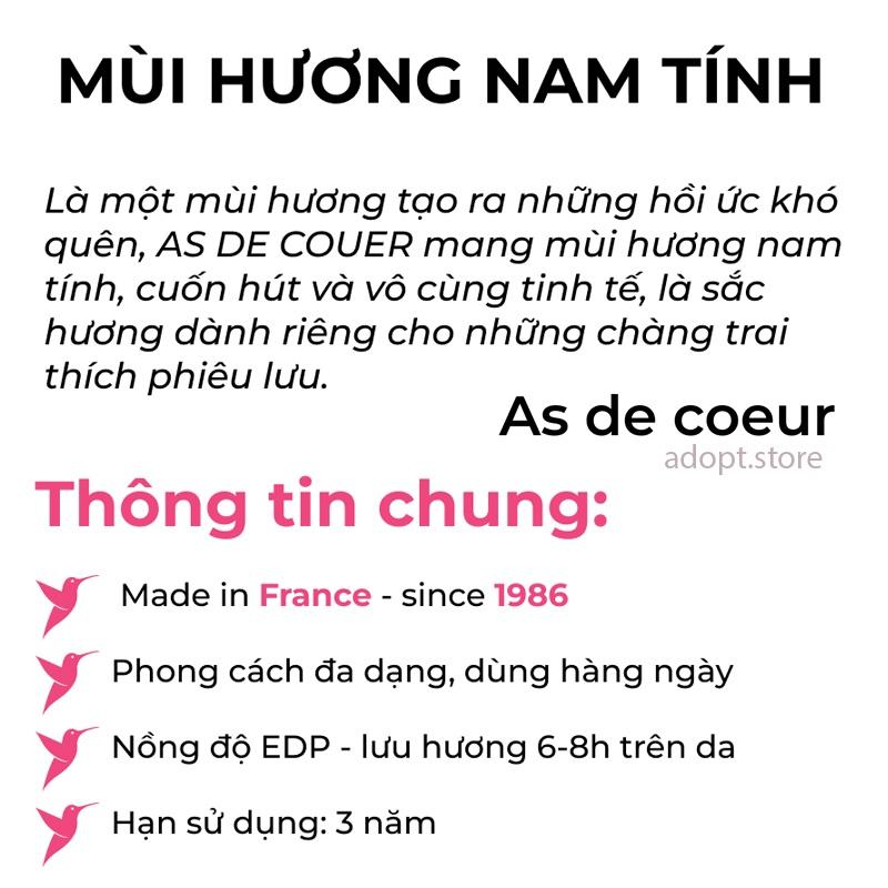 Nước Hoa Nam ADOPT' AS DE COEUR Nam Tính, Hấp Dẫn, Thơm Lâu