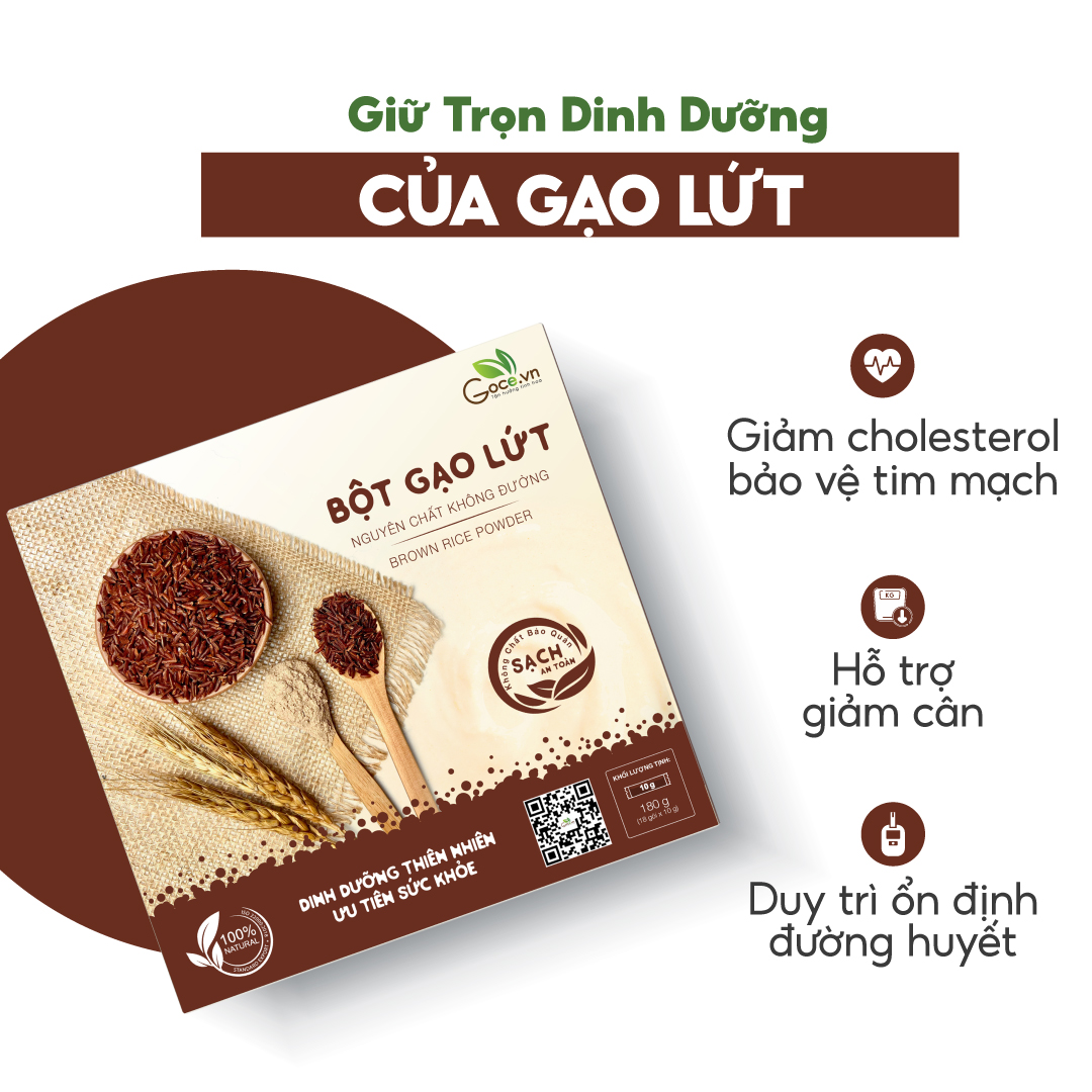 Hình ảnh Bột gạo lứt nguyên chất Goce - 180g (18 gói x 10g)