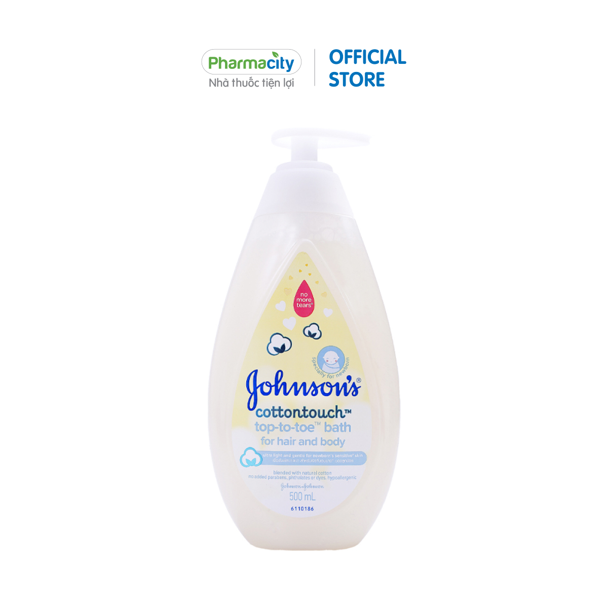 Sữa tắm gội toàn thân Johnson Baby Cottontouch lành tính, dịu nhẹ (500ml)