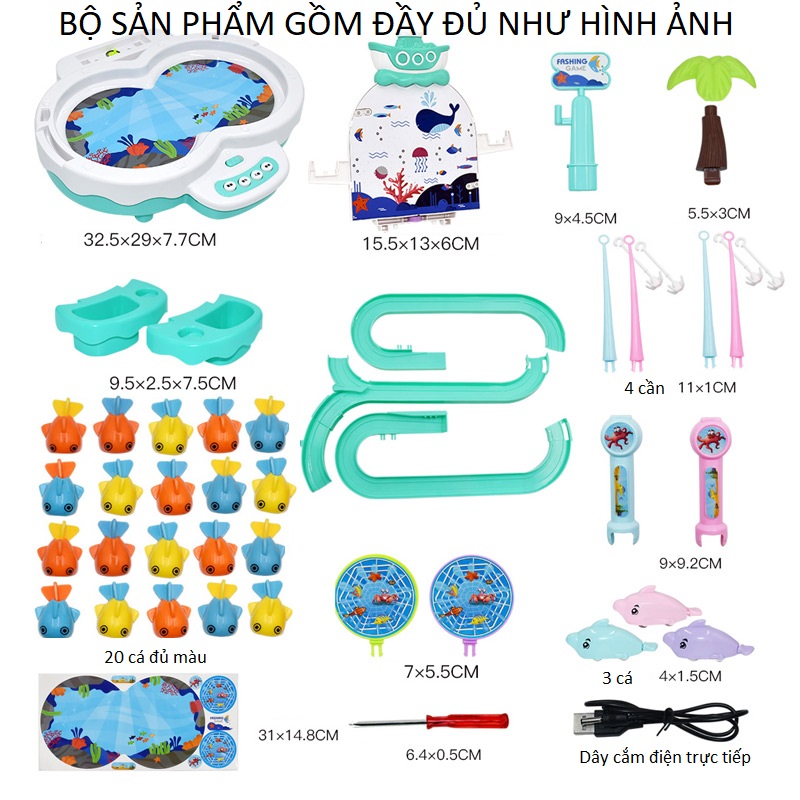 ĐỒ CHƠI CÂU CÁ CÓ THÁP CẦU TRƯỢT, PHÁT NHẠC, DÂY ĐIỆN CHƠI TRỰC TIẾP PHÁT TRIỂN TRÍ TUỆ CHO BÉ