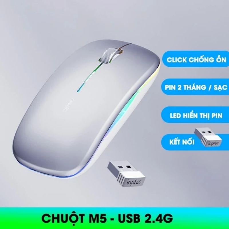 Chuột không dây tự sạc pin TEKKIN INPHIC M5 con lăn kim loại ko tiếng click - hàng nhập khẩu