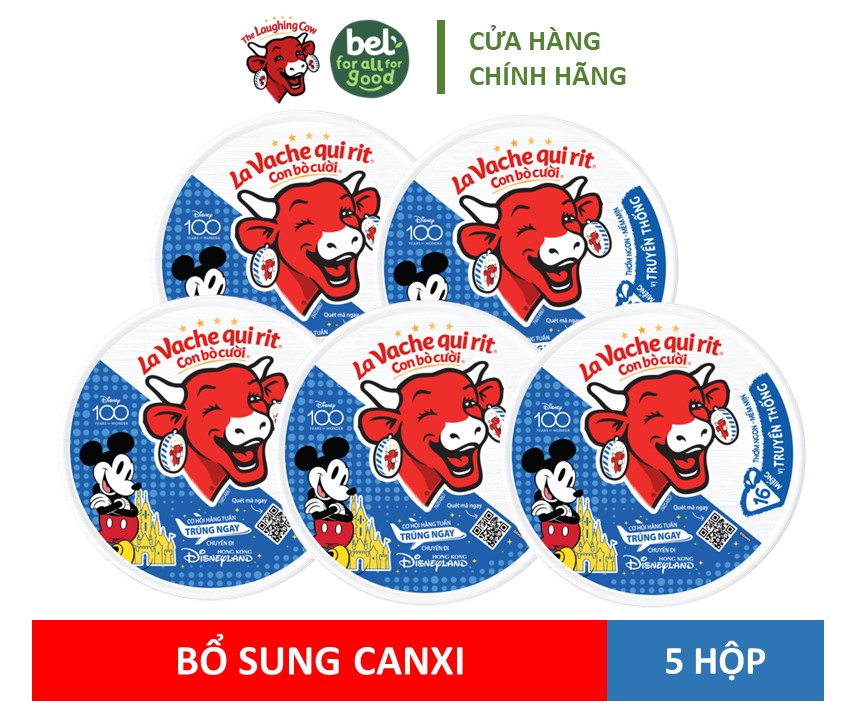 Phô mai Con Bò Cười Vị Truyền Thống 16 miếng La Vache qui rit - COMBO 5 hộp bổ sung Canxi