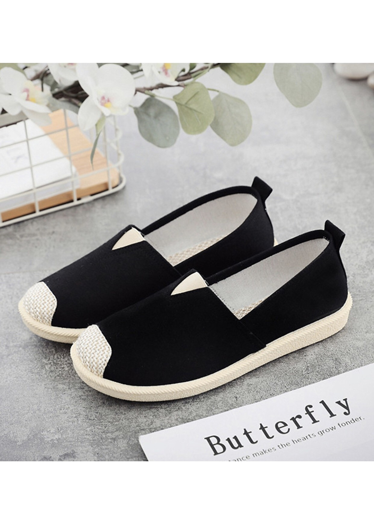 Giày lười slip on nữ bọc cói vintage dáng basic GL1