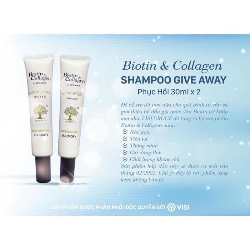 BỘ DẦU GỘI XẢ MINI BIOTIN COLLAGEN VOUDIOTY PASIORI TM GIVEAWAY 30ML*2 (TUÝP)