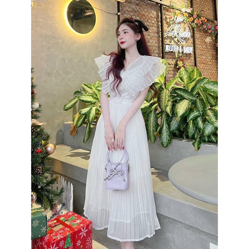 Đầm kiểu nữ dự tiệc dáng xòe tay phồng cách điệu thời trang trẻ Kgia fashion