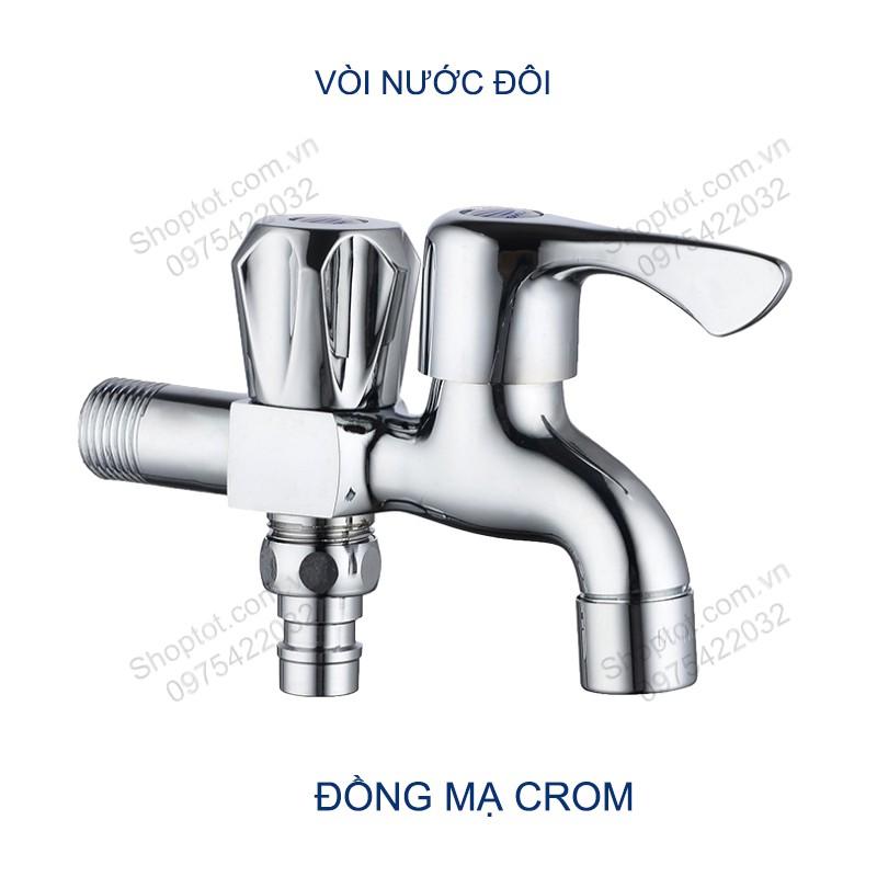 VÒI NƯỚC LẠNH ĐÔI GẮN TƯỜNG BẰNG ĐỒNG MẠ CROM V5211 - CÓ ĐẦU CHO CẤP NƯỚC MÁY GIẶT