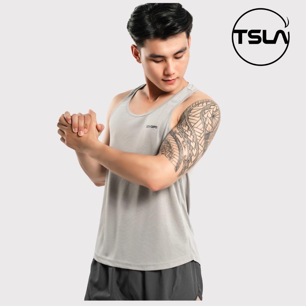 Áo thể thao ba lỗ nam Tsla Devops form rộng dạng lưới mặc tập gym work out yoga