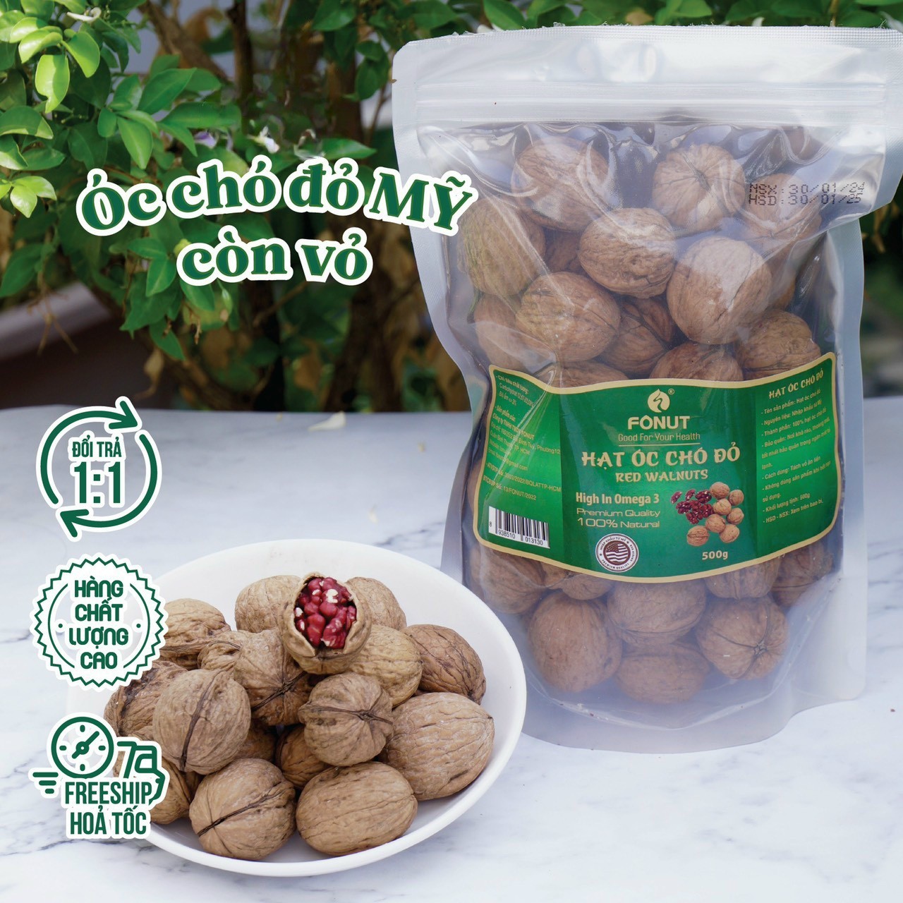 Hạt Óc chó đỏ (bịch 500gr)