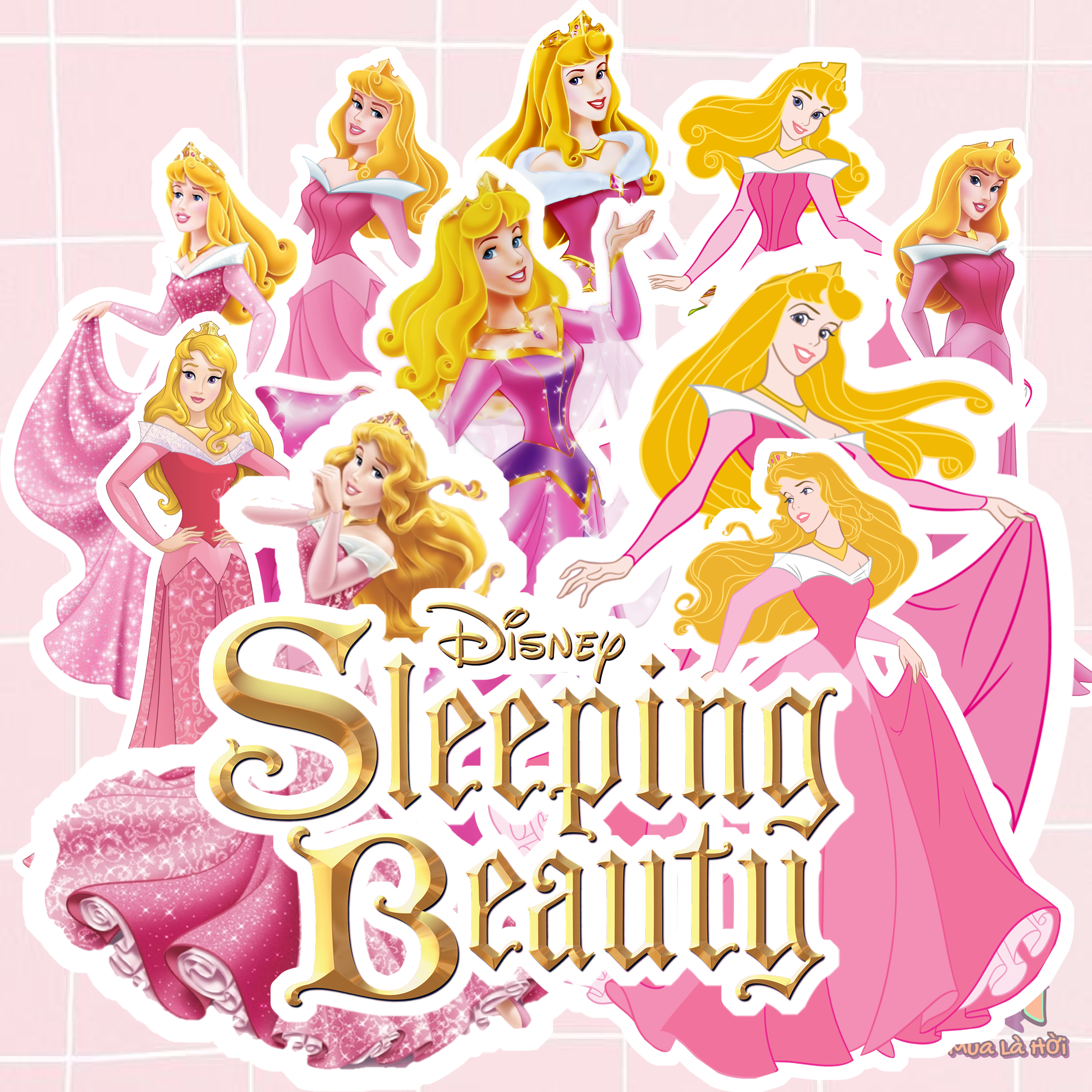 Miếng dán Stickers chủ đề Sleeping Beauty (Công chúa ngủ trong rừng