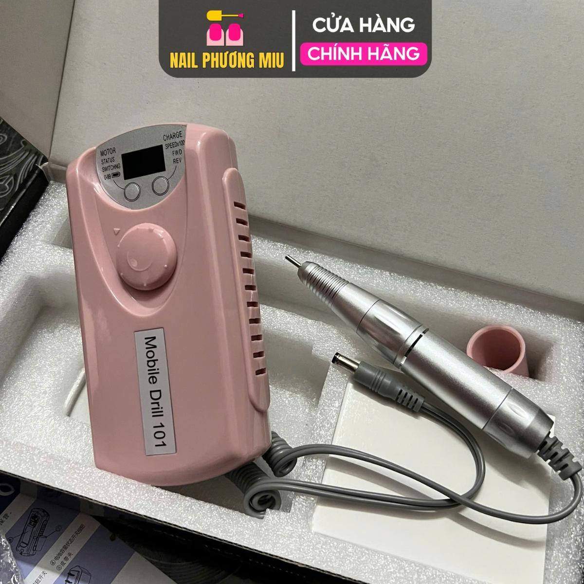 Máy Mài Móng Tích Điện Drill 101 Tay Cầm Trắng Nhẹ Tay Chạy Êm, Tích Điện Lâu, Kèm 6 Đầu Mài, Hiển Thị Pin, 30000 Vòng/Phút