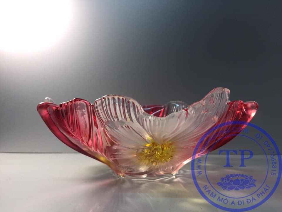 Bát thả hoa thuỷ tinh cao cấp trang trí ban thờ thần tài KH18673