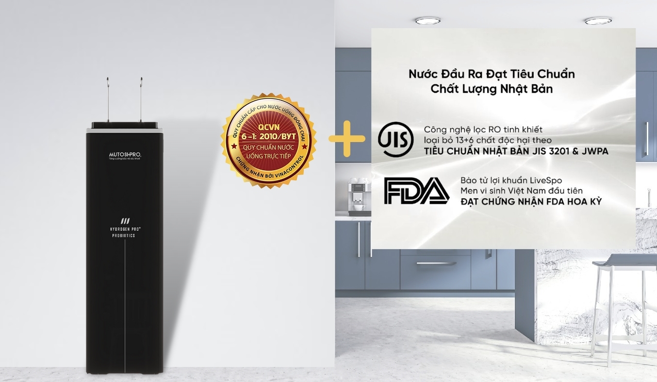 Máy lọc nước Mutosi Hydrogen Pro Plus Probiotics Ion Kiềm MP-F081-HC4H5P, Công nghệ điện phân có màng ngăn, Tiết kiệm 84% điện năng, Bảo hành tại nhà.
