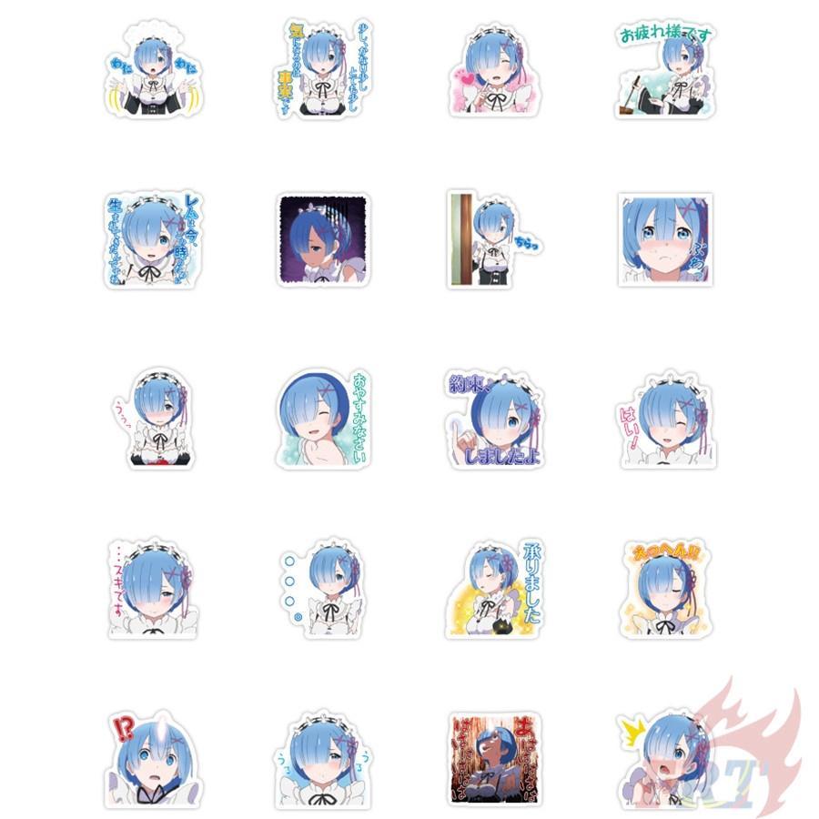 Bộ 40 Miếng Dán Trang Trí Hình Nhân Vật Re: Zero - Anime Rem & Ram