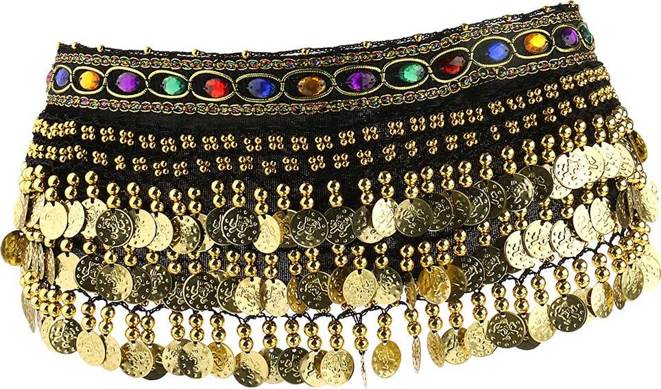 Ladies Belly Dance Wrap Belt Gold Coins Tassel Hip Scarf Costume