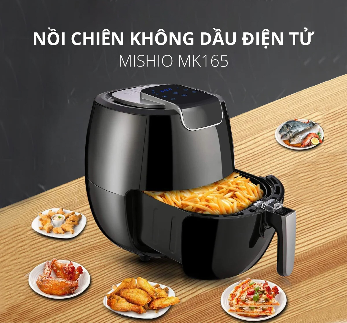 Nồi Chiên Không Dầu MK165 5.5L Nồi Chiên Điện Tử Màu Đen