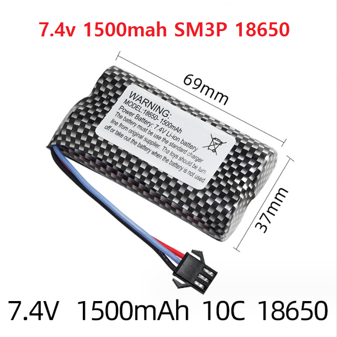 Pin Lithium 18650 7.4v 1500mah SM3P Xả 10c Xe Điều Khiển Từ Xa Hàng Mới 100%