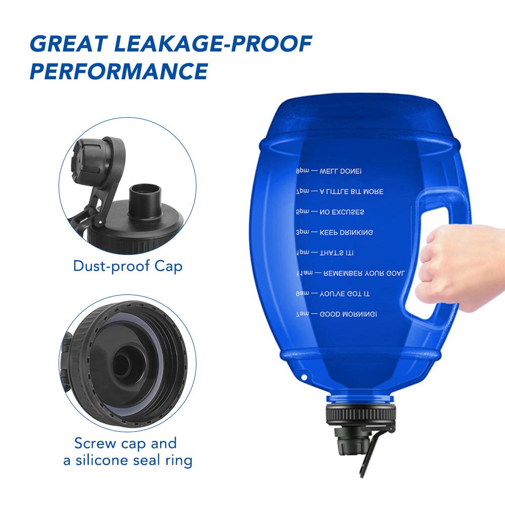 Bình nước thể thao BPA 3,78L có vạch đánh dấu thời gian bằng nhựa chống rò rỉ