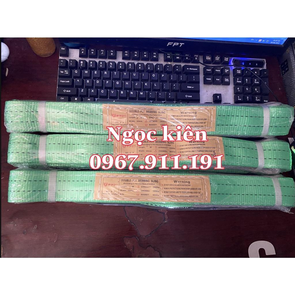 Dây cáp vải cẩu hàng 2 tấn 8 mét,cáp cẩu hàng 2 tấn,Dây cáp vải cẩu hàng 2 Tấn - bản 50mm - Hệ số 5:1