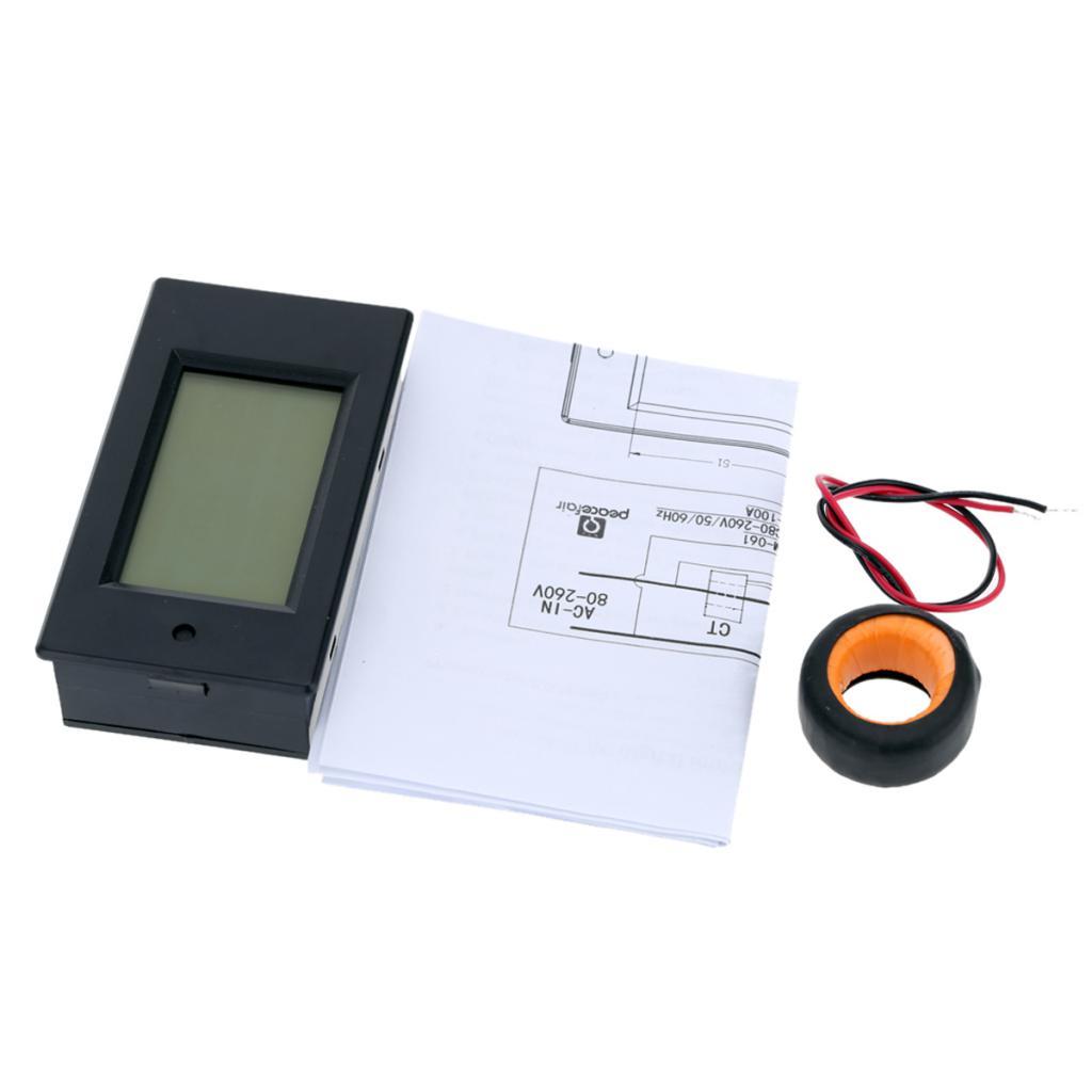 AC80-260V 100A Digital LCD Active Power Detection Tester Ammeter Voltmeter