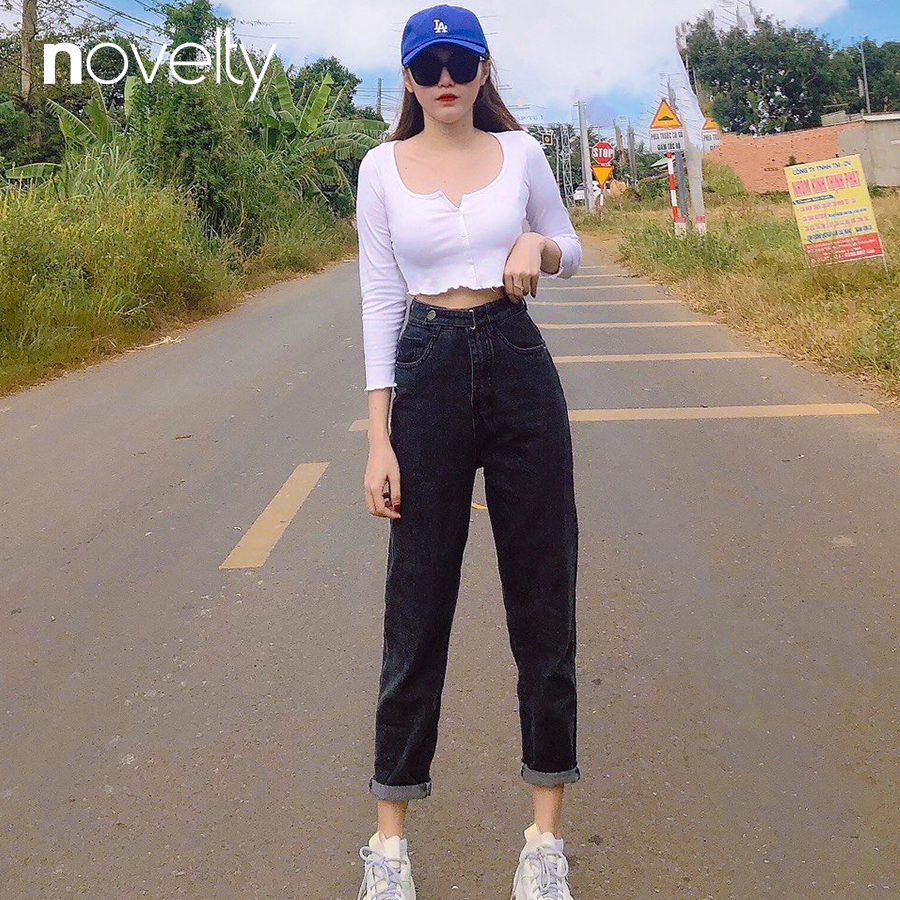 Quần Jeans nữ baggy lưng cao Novelty MS694