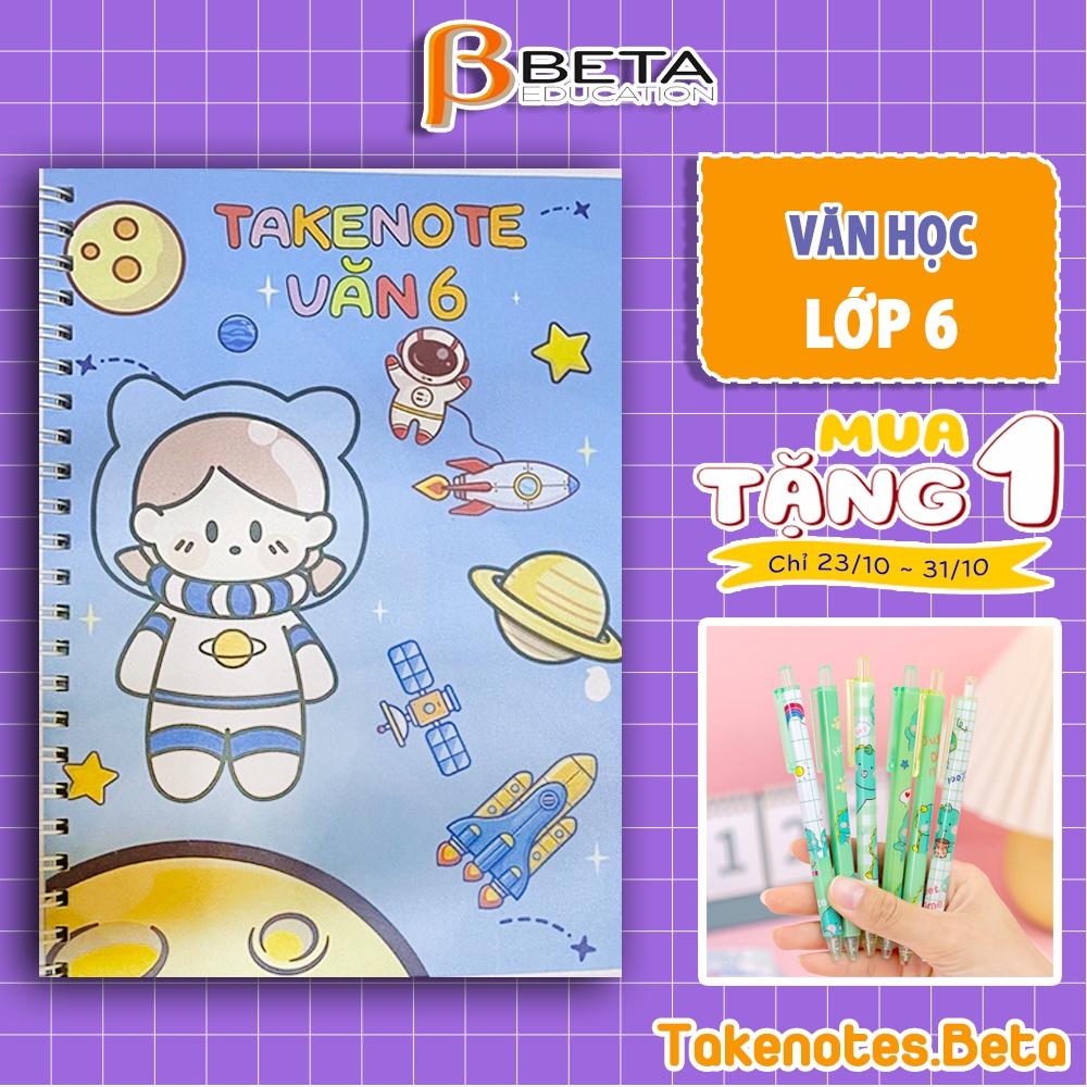 Sổ takenote văn 6, sổ tay ghi chép văn 6, sổ lò xo bìa trong Beta, sổ còng đóng Binder làm sổ planner bullet journal