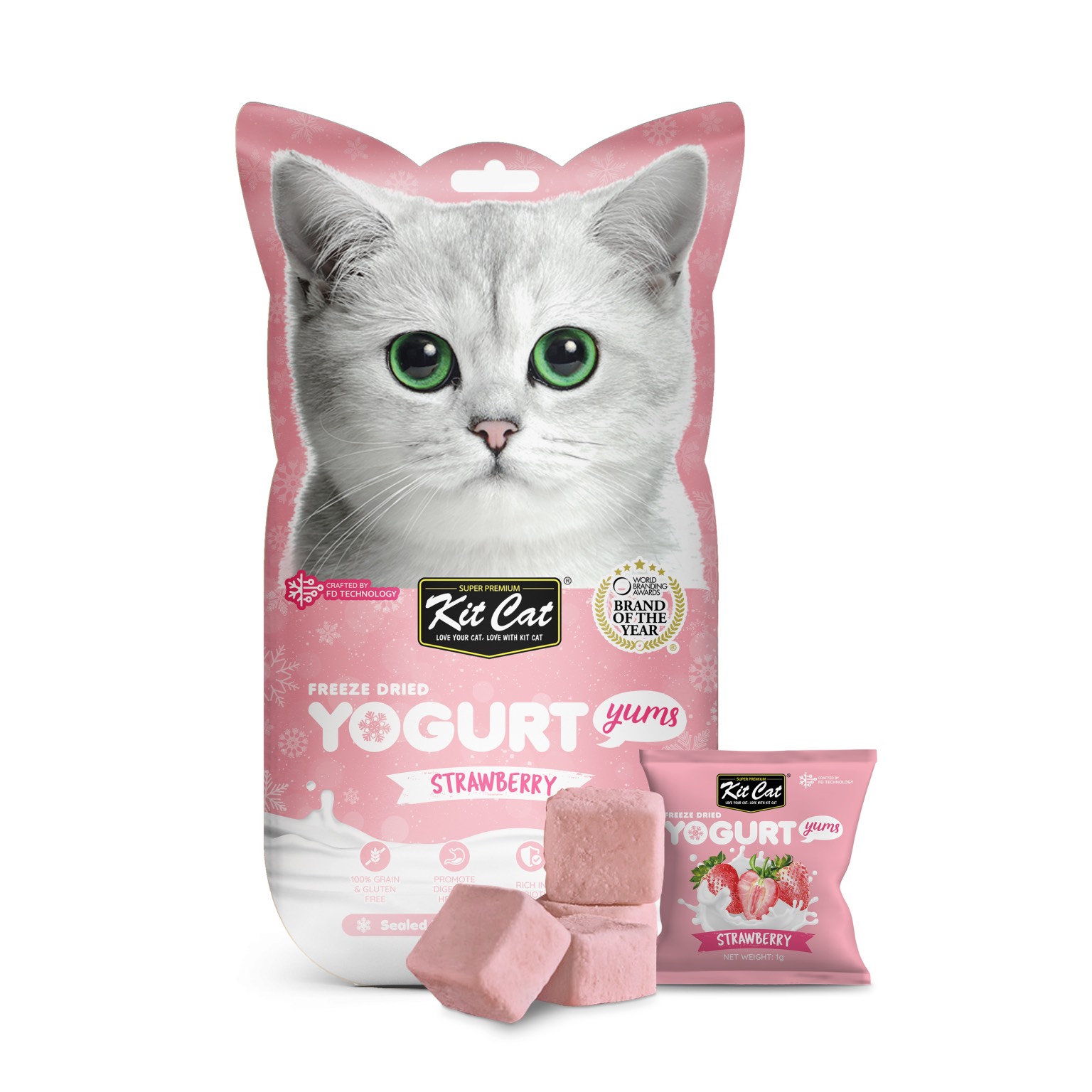 Sữa chua sấy thăng hoa Kit Cat cho mèo _ Freeze Dried Yogurt Yums Cat Treat [ Túi 10 viên ]