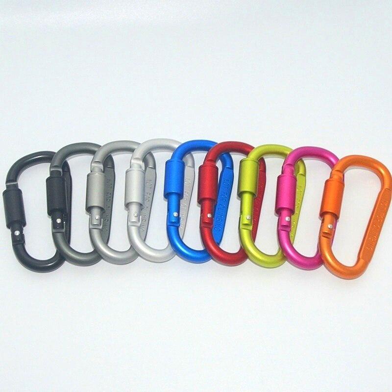 D ring Chain Carabiner Outdoor Quickdraw Snap Key survive Hike Clasp screw Hook Buckle Aluminum Clip Hang lock Camp keychain