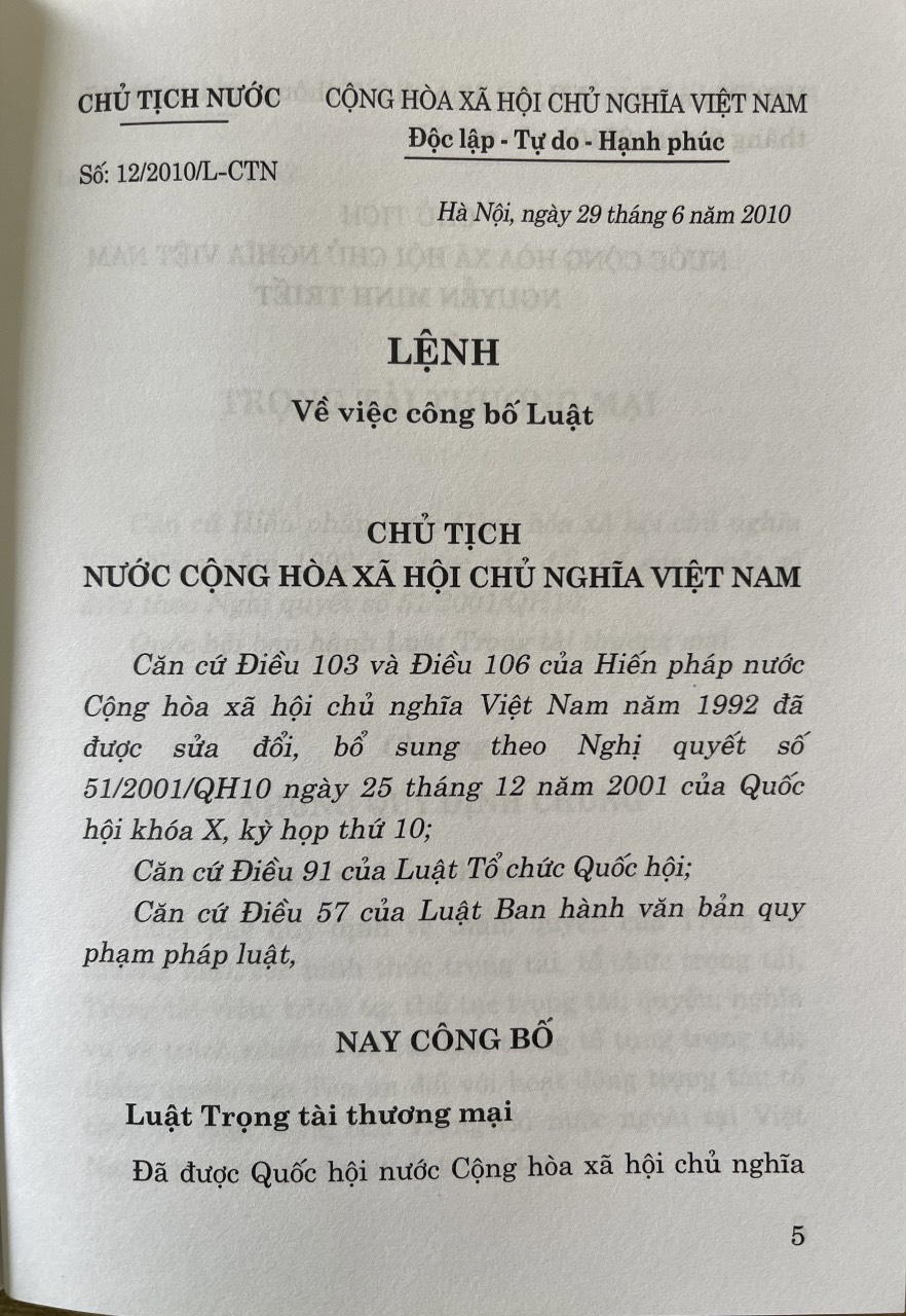 Luật Trọng Tài Thương Mại ( Hiện Hành)