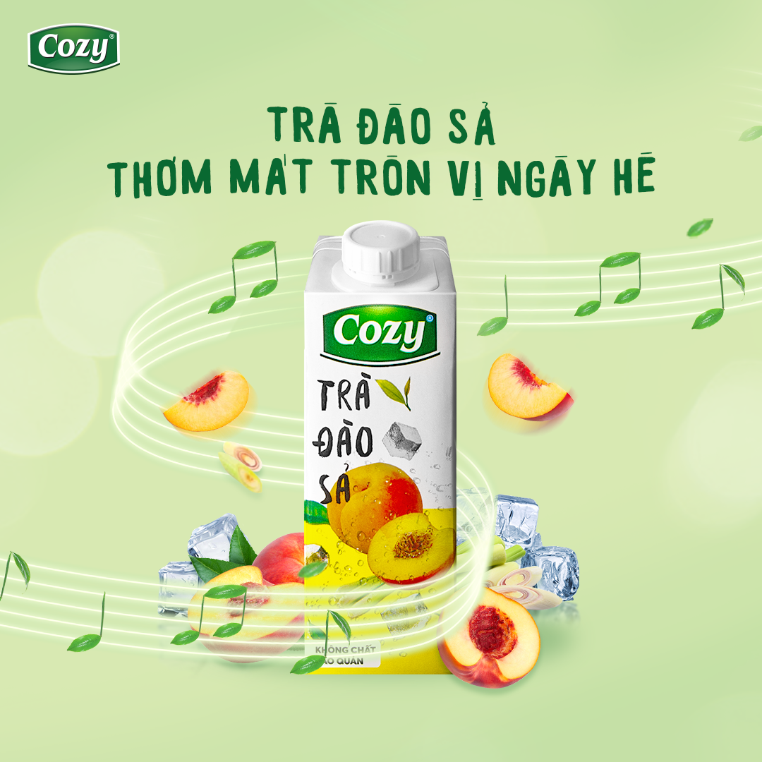 Thùng 24 hộp Trà Đào Sả Cozy 225ml