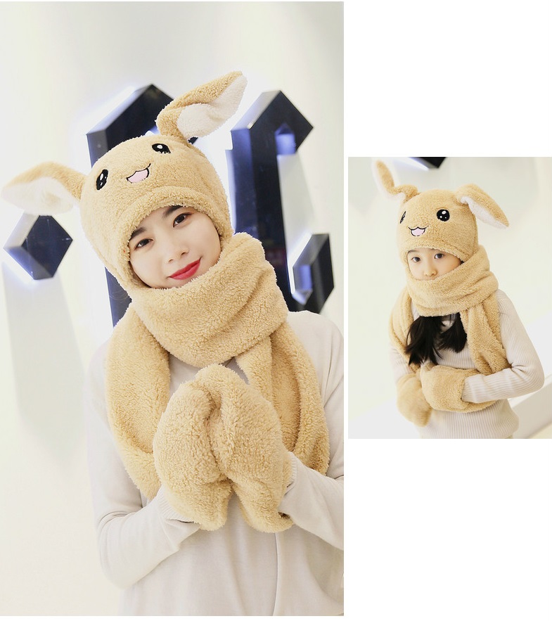 Mũ thỏ tai trắng giật giật siêu vui nhộn vải nhung Cotton cho các bé trai và bé gái