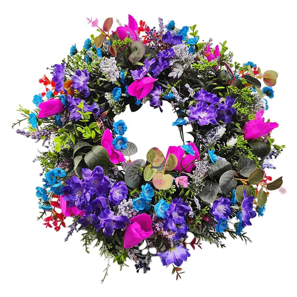 Artificial Tulip Flower Wreath Party Floral Wreath Wedding Summer Front Door